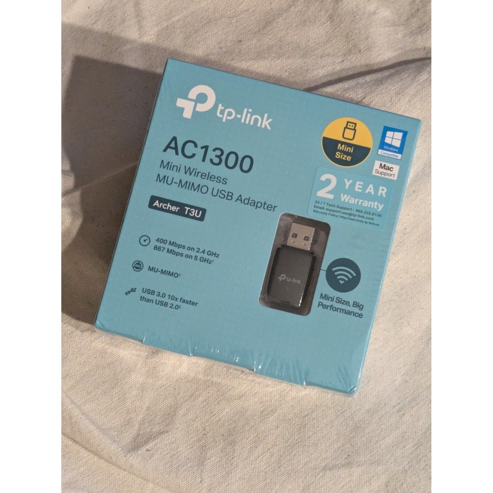 TP-Link AC1300 Archer T3U Mini MU-MIMO USB Wi-Fi Adapter Dual Band NEW